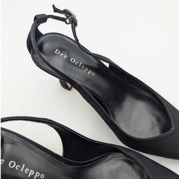 Dee Ocleppo Austin Pointed Toe Heels Pump Women's Black Satin Size US7 EU38 - Picture 11 of 11